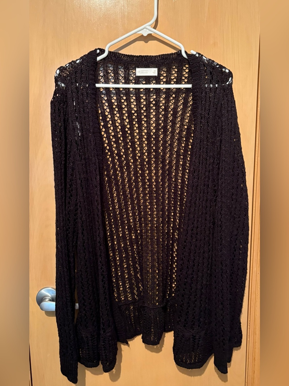 Women's LC Lauren Conrad Flounce Ruffle Cardigan Open Knit Black Size 2X Plus